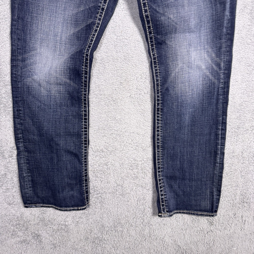 Salvage Jeans Mens 36r Mayhem Regular Straight Denim Whisker Thick Stitch 23-460 View 2